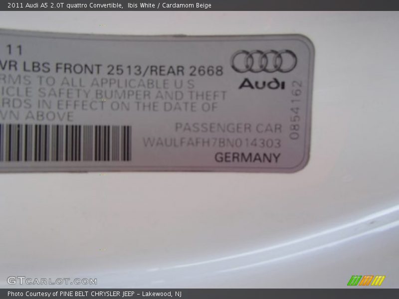Ibis White / Cardamom Beige 2011 Audi A5 2.0T quattro Convertible