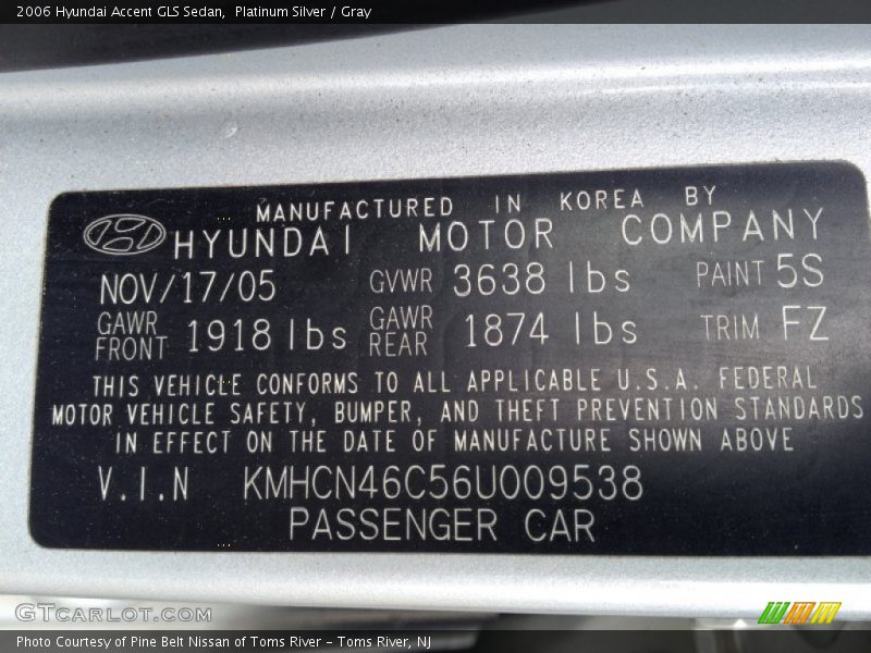 Platinum Silver / Gray 2006 Hyundai Accent GLS Sedan