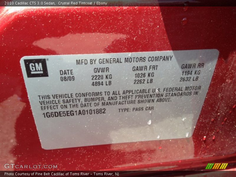 Crystal Red Tintcoat / Ebony 2010 Cadillac CTS 3.0 Sedan