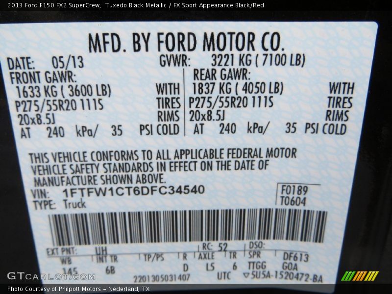 Tuxedo Black Metallic / FX Sport Appearance Black/Red 2013 Ford F150 FX2 SuperCrew