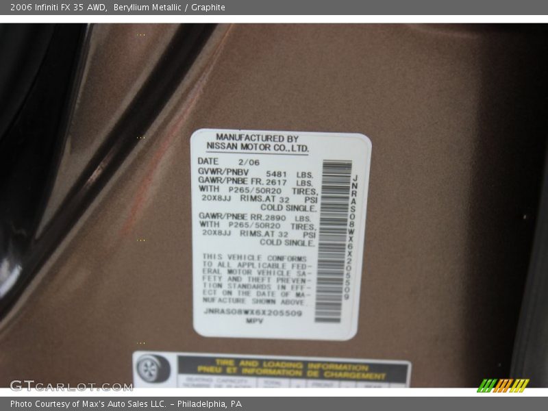 Beryllium Metallic / Graphite 2006 Infiniti FX 35 AWD