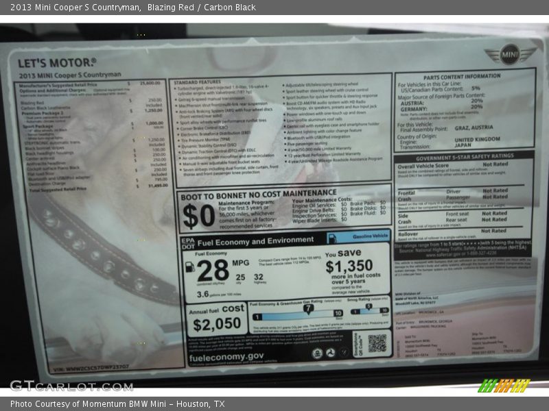 Blazing Red / Carbon Black 2013 Mini Cooper S Countryman