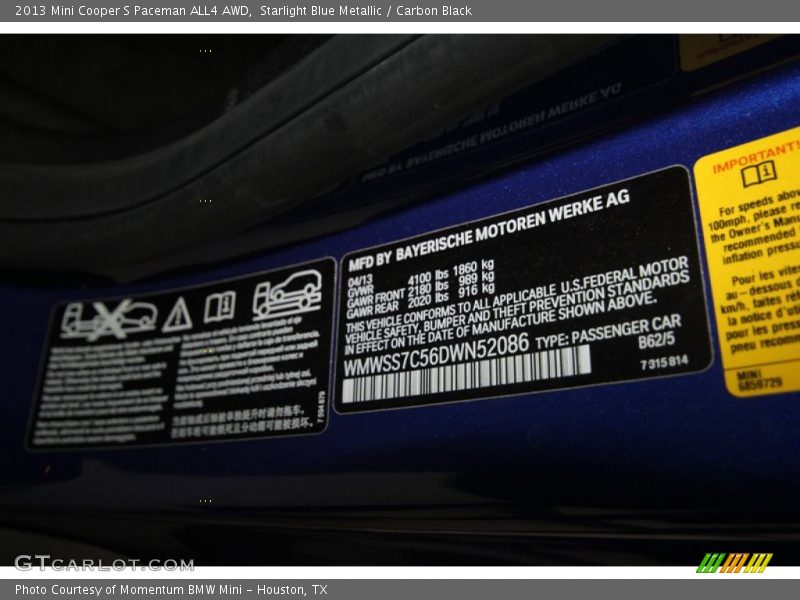 B62 - 2013 Mini Cooper S Paceman ALL4 AWD