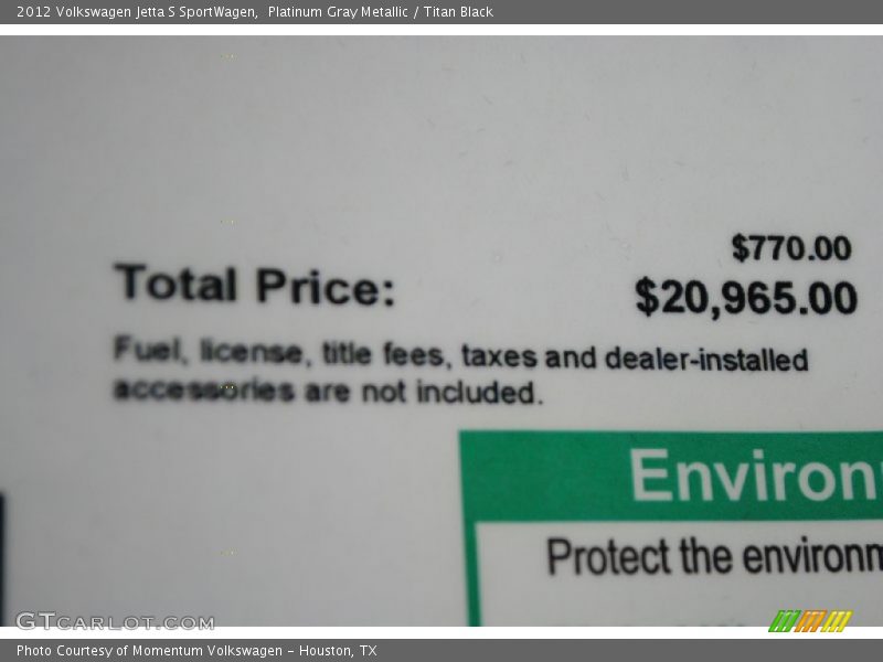Platinum Gray Metallic / Titan Black 2012 Volkswagen Jetta S SportWagen
