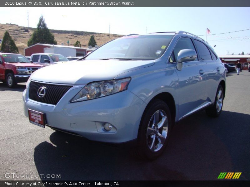 Cerulean Blue Metallic / Parchment/Brown Walnut 2010 Lexus RX 350
