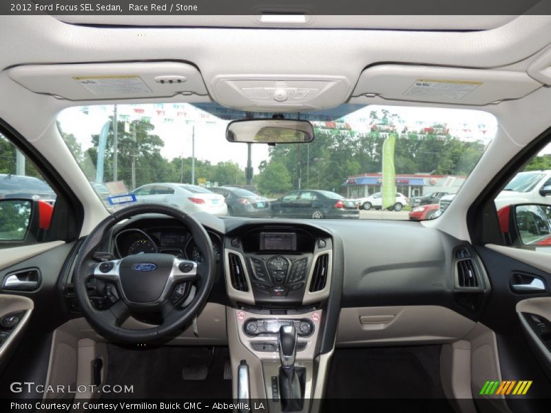 Race Red / Stone 2012 Ford Focus SEL Sedan