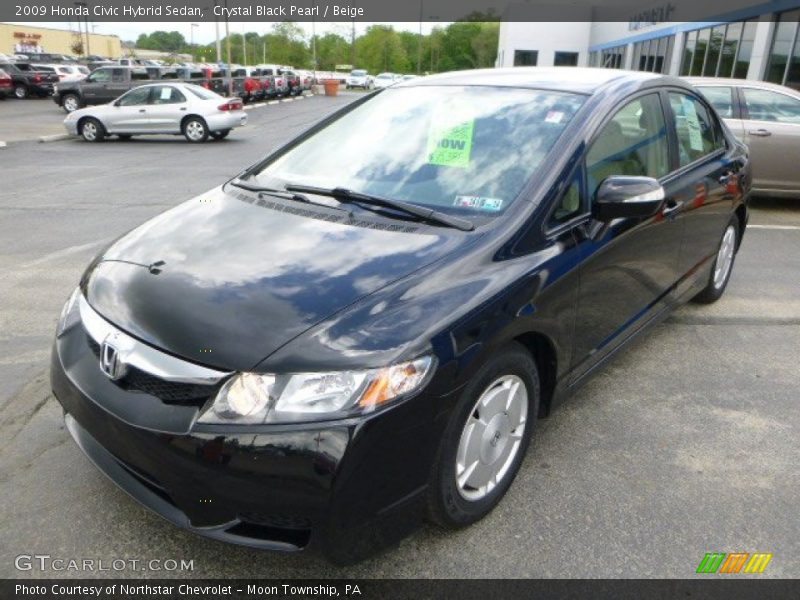 Crystal Black Pearl / Beige 2009 Honda Civic Hybrid Sedan