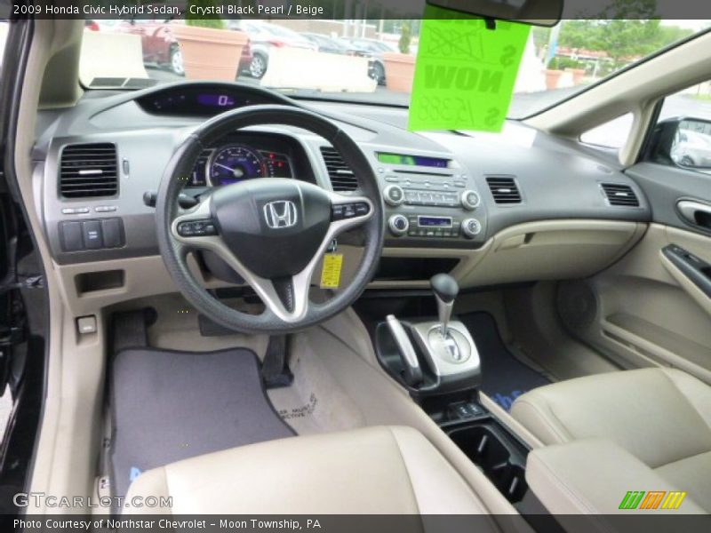 Crystal Black Pearl / Beige 2009 Honda Civic Hybrid Sedan