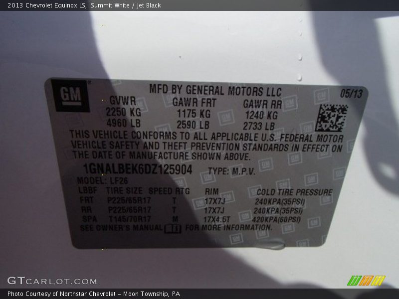 Summit White / Jet Black 2013 Chevrolet Equinox LS