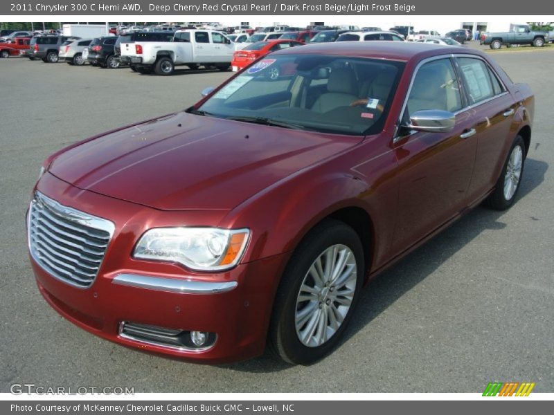 Deep Cherry Red Crystal Pearl / Dark Frost Beige/Light Frost Beige 2011 Chrysler 300 C Hemi AWD