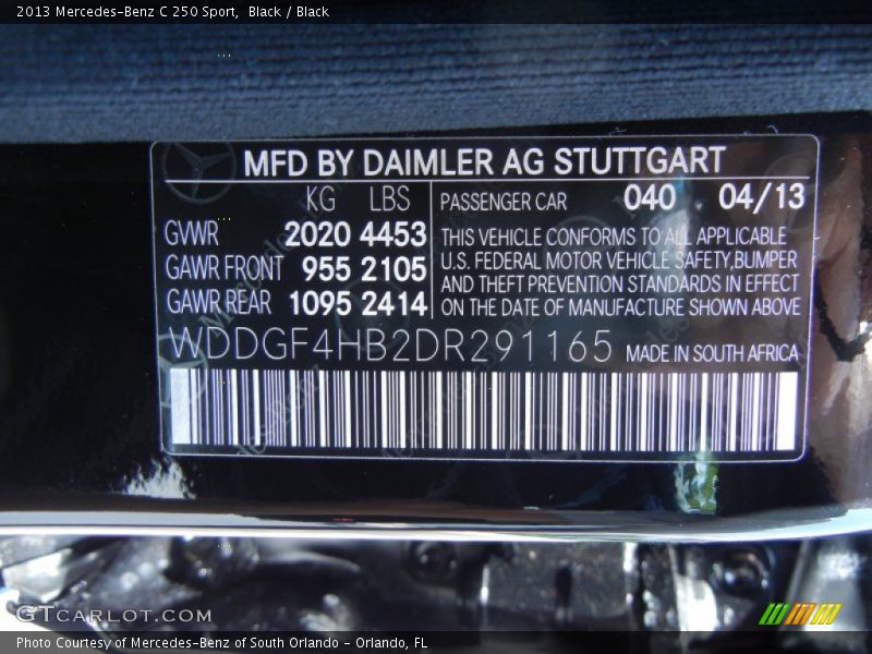 Black / Black 2013 Mercedes-Benz C 250 Sport