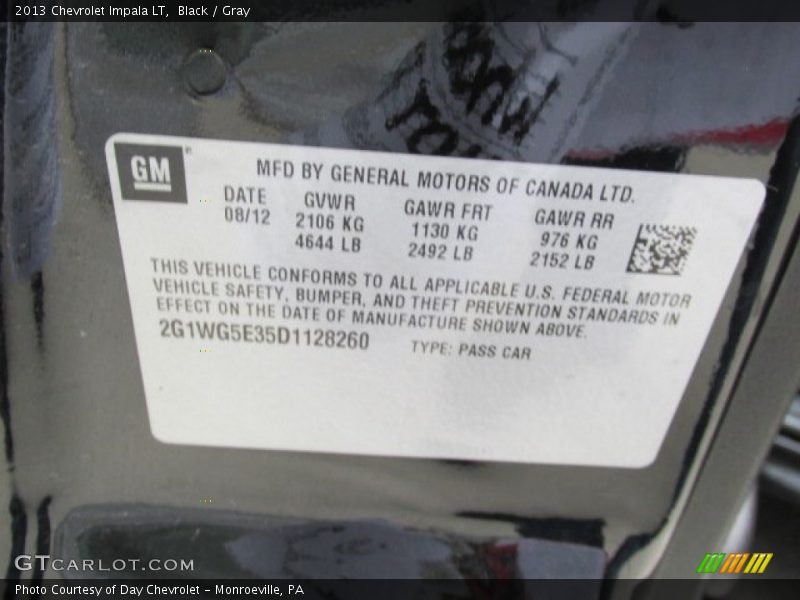 Black / Gray 2013 Chevrolet Impala LT