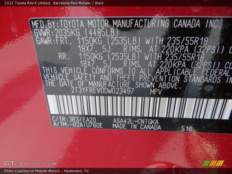 Barcelona Red Metallic / Black 2013 Toyota RAV4 Limited