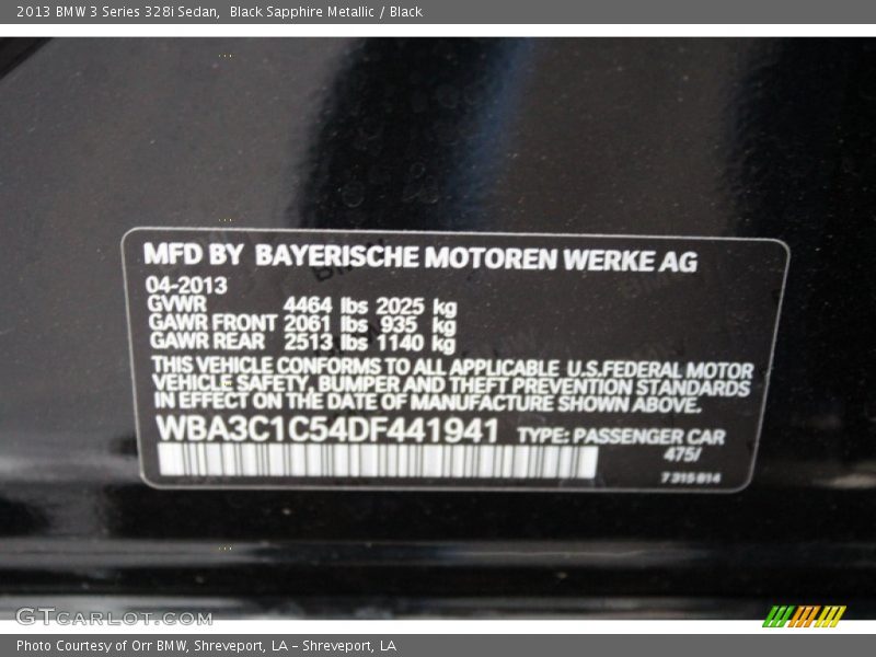 2013 3 Series 328i Sedan Black Sapphire Metallic Color Code 475