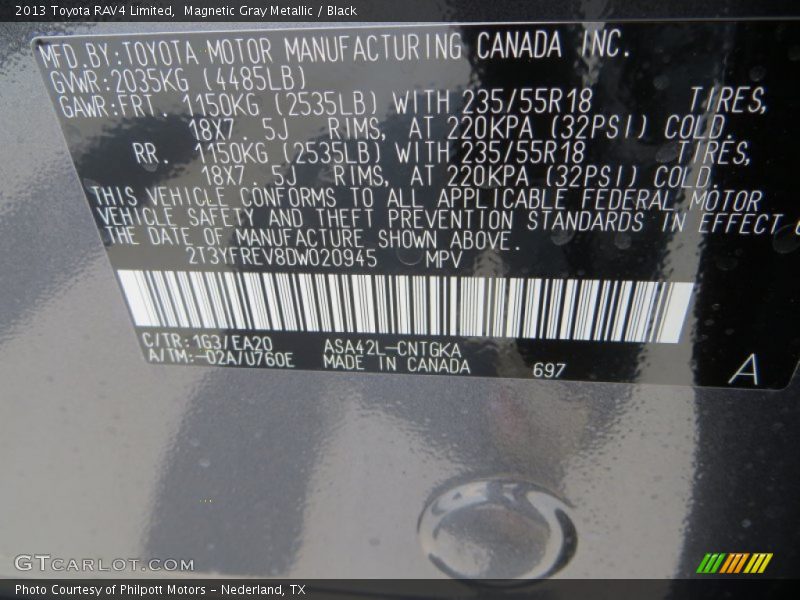 Magnetic Gray Metallic / Black 2013 Toyota RAV4 Limited