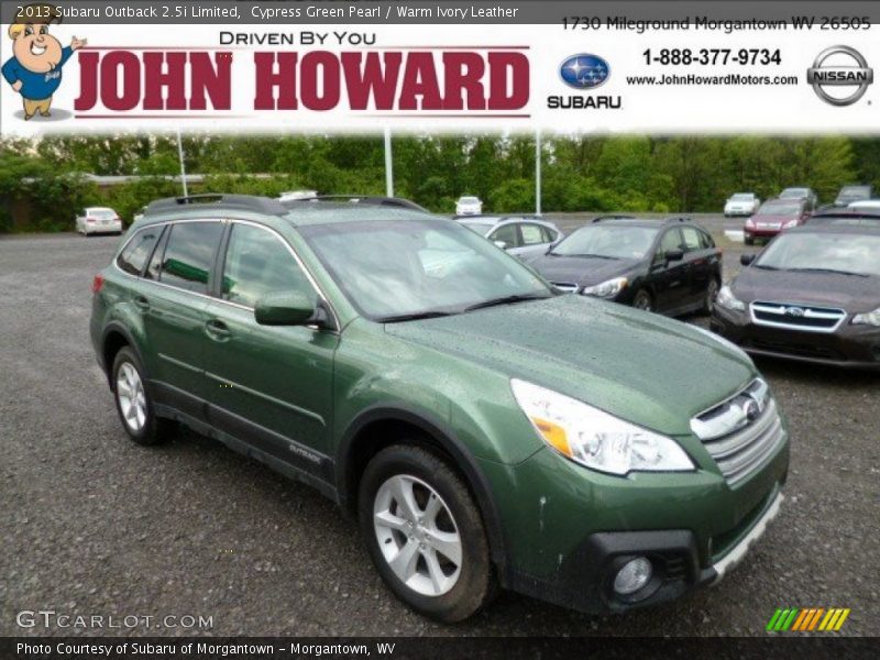 Cypress Green Pearl / Warm Ivory Leather 2013 Subaru Outback 2.5i Limited