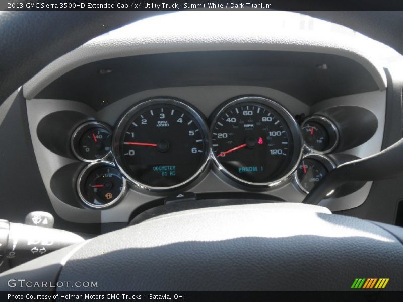 Summit White / Dark Titanium 2013 GMC Sierra 3500HD Extended Cab 4x4 Utility Truck