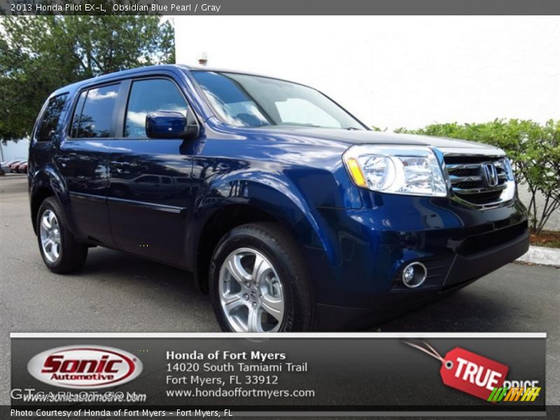 Obsidian Blue Pearl / Gray 2013 Honda Pilot EX-L
