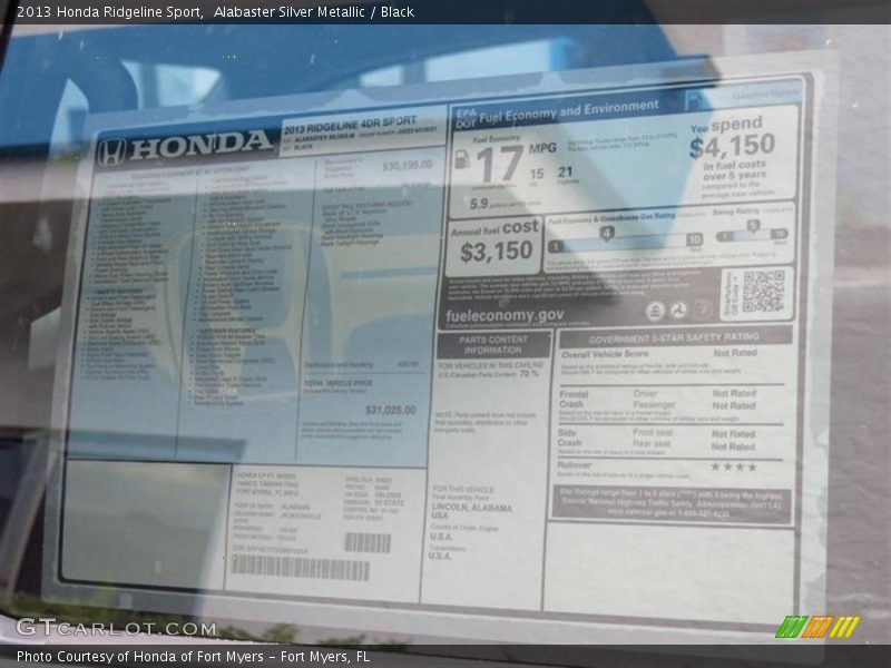 Alabaster Silver Metallic / Black 2013 Honda Ridgeline Sport