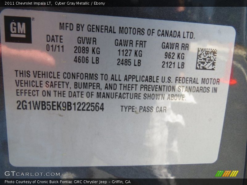 Cyber Gray Metallic / Ebony 2011 Chevrolet Impala LT