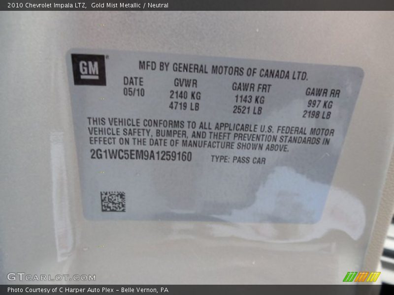 Gold Mist Metallic / Neutral 2010 Chevrolet Impala LTZ