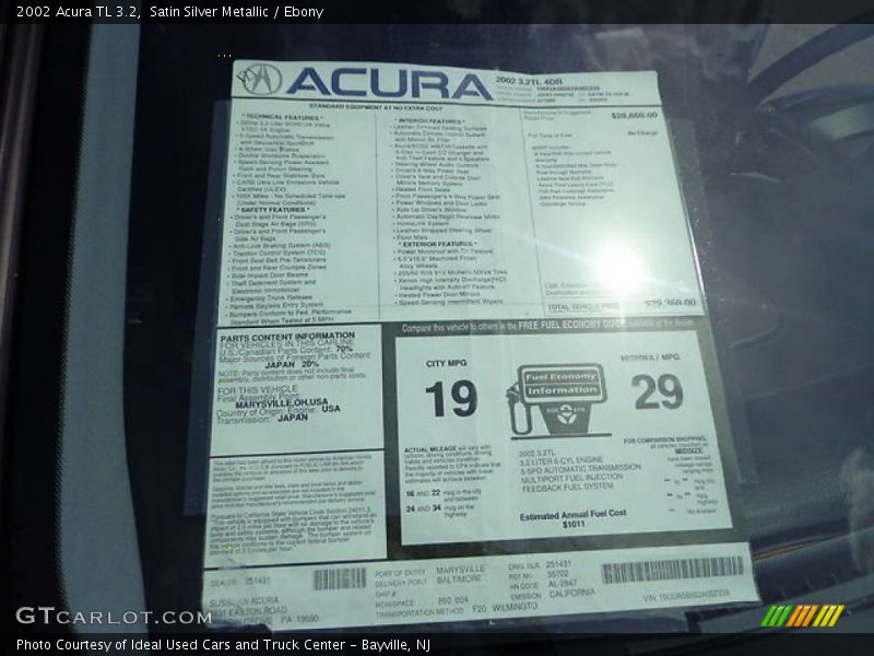 Satin Silver Metallic / Ebony 2002 Acura TL 3.2