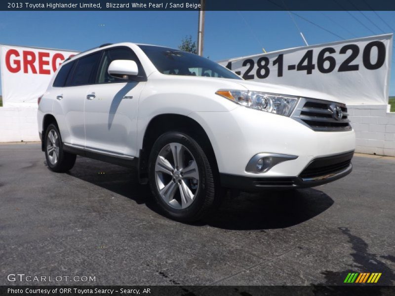 Blizzard White Pearl / Sand Beige 2013 Toyota Highlander Limited
