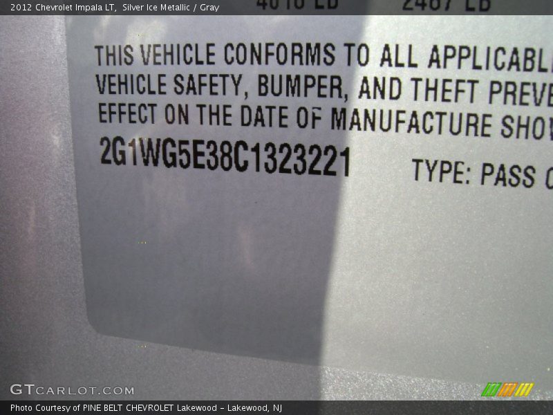 Silver Ice Metallic / Gray 2012 Chevrolet Impala LT