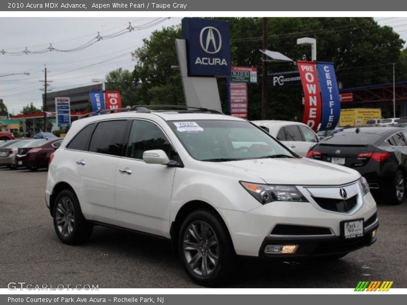 Aspen White Pearl / Taupe Gray 2010 Acura MDX Advance