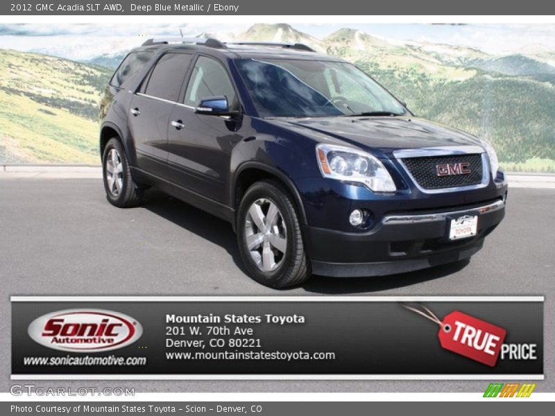 Deep Blue Metallic / Ebony 2012 GMC Acadia SLT AWD