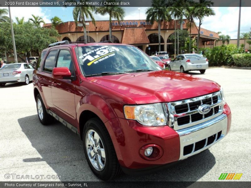 Sangria Red Metallic / Charcoal Black 2010 Ford Escape Limited V6