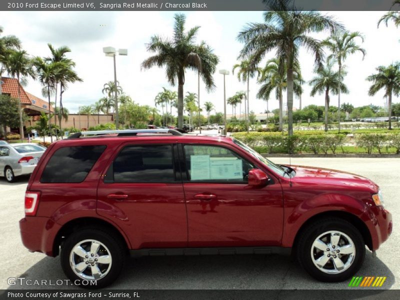 Sangria Red Metallic / Charcoal Black 2010 Ford Escape Limited V6