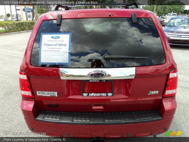 Sangria Red Metallic / Charcoal Black 2010 Ford Escape Limited V6