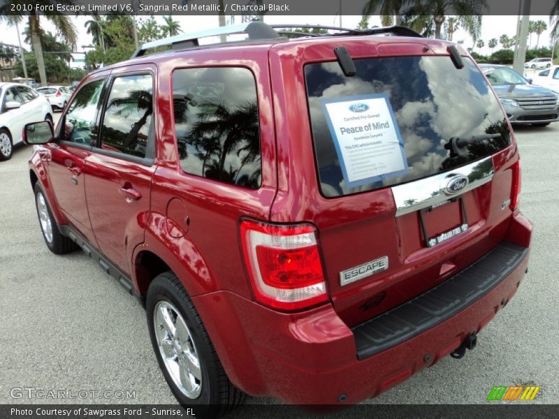 Sangria Red Metallic / Charcoal Black 2010 Ford Escape Limited V6
