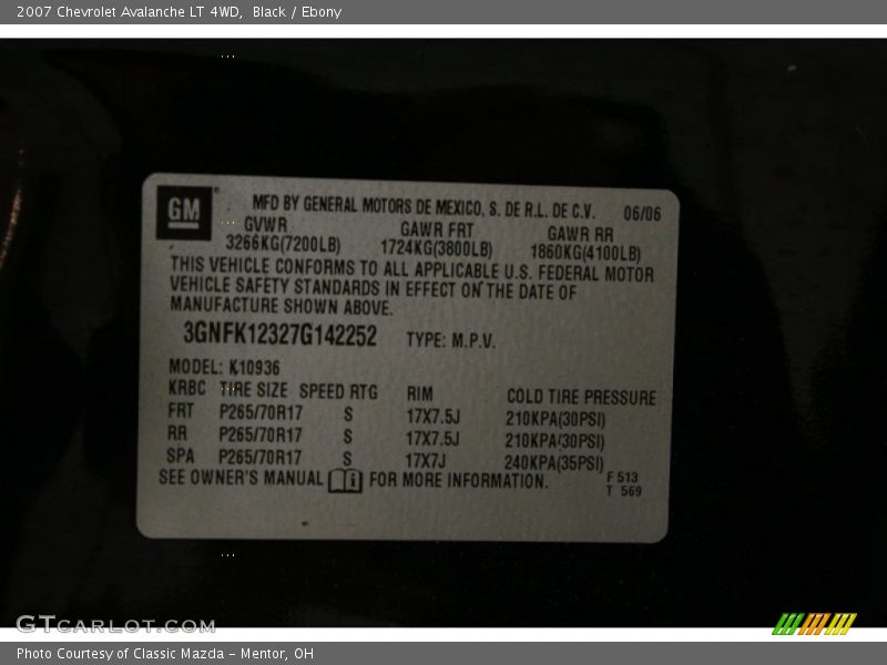 Black / Ebony 2007 Chevrolet Avalanche LT 4WD