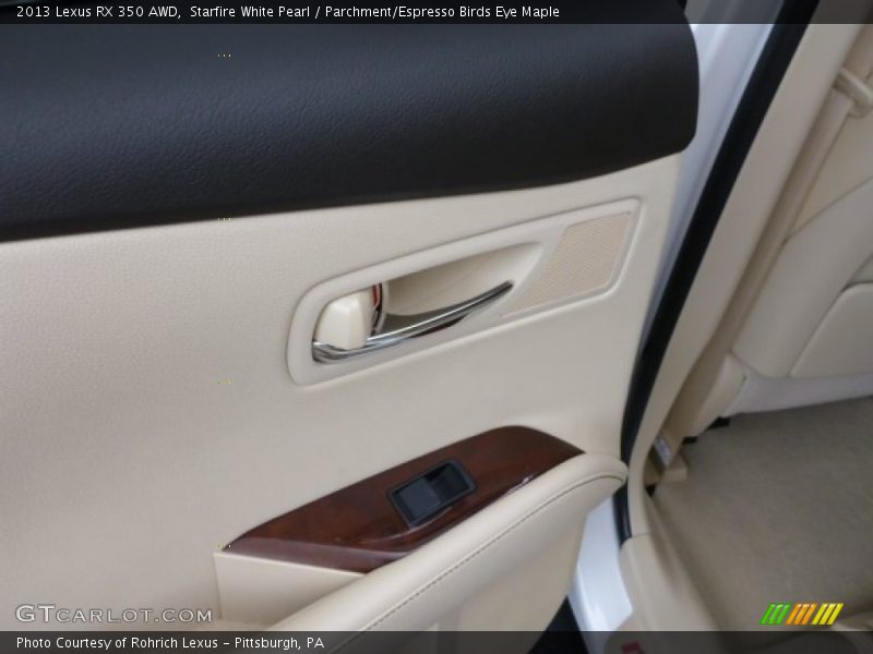 Starfire White Pearl / Parchment/Espresso Birds Eye Maple 2013 Lexus RX 350 AWD