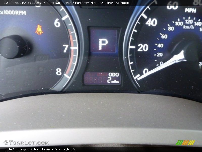 Starfire White Pearl / Parchment/Espresso Birds Eye Maple 2013 Lexus RX 350 AWD