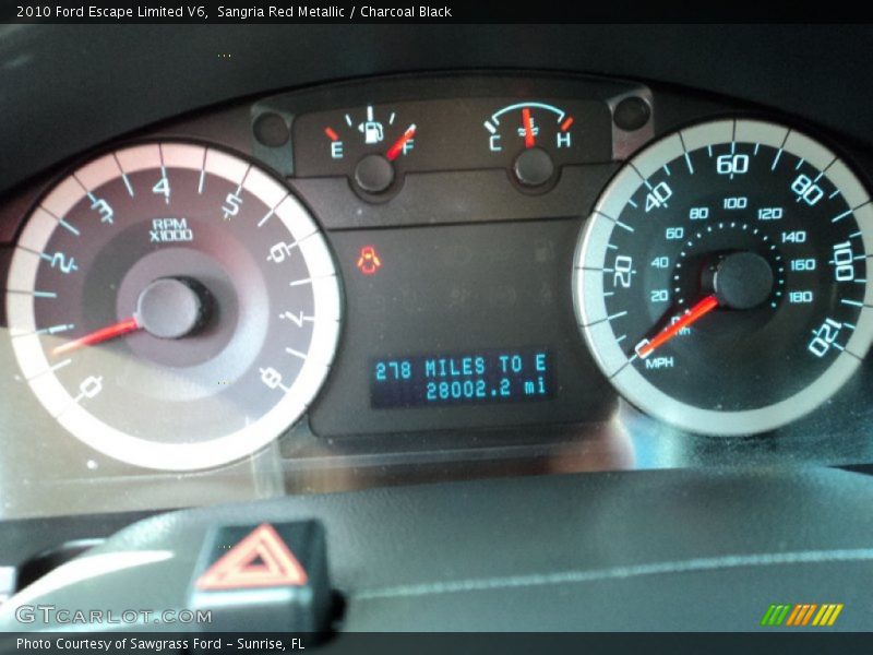 Sangria Red Metallic / Charcoal Black 2010 Ford Escape Limited V6