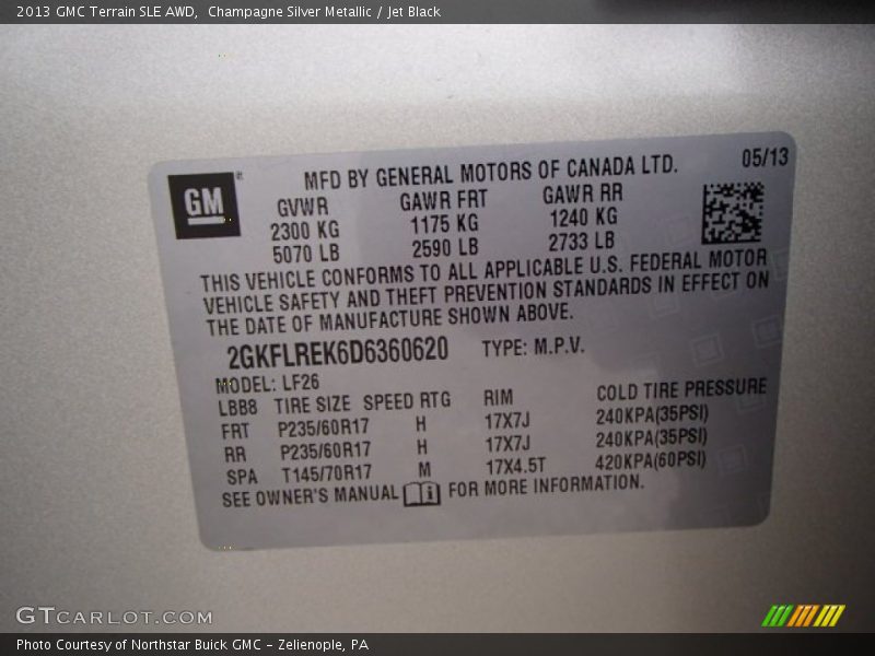 Champagne Silver Metallic / Jet Black 2013 GMC Terrain SLE AWD