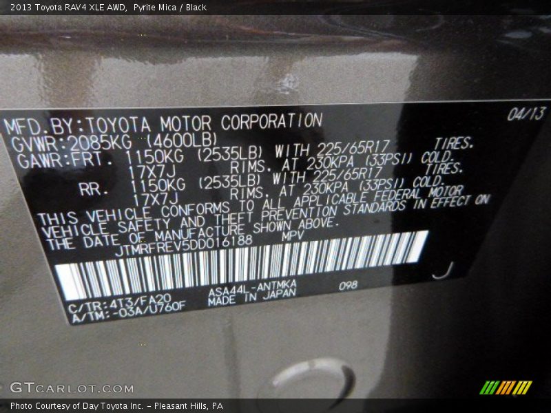 Pyrite Mica / Black 2013 Toyota RAV4 XLE AWD