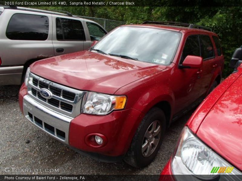 Sangria Red Metallic / Charcoal Black 2010 Ford Escape Limited V6 4WD