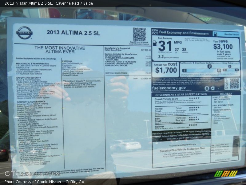 Cayenne Red / Beige 2013 Nissan Altima 2.5 SL