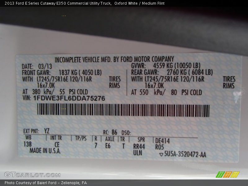 Oxford White / Medium Flint 2013 Ford E Series Cutaway E350 Commercial Utility Truck