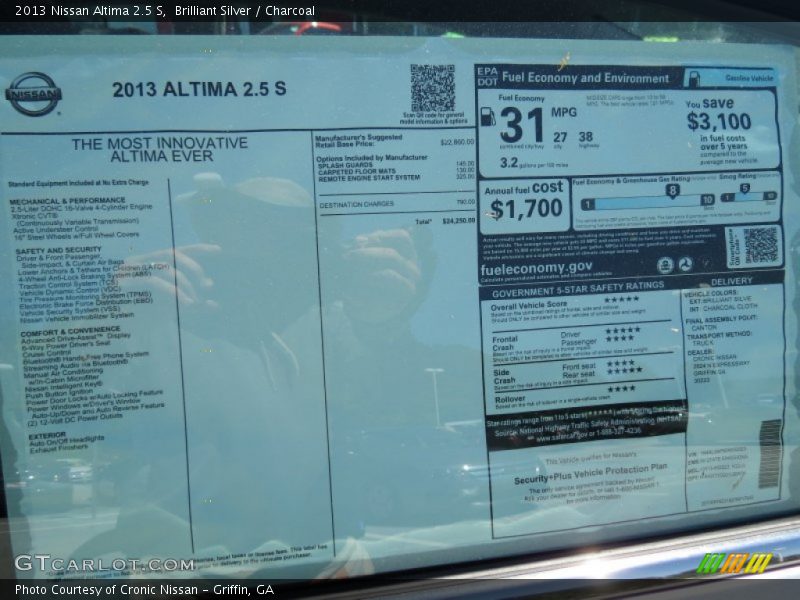 Brilliant Silver / Charcoal 2013 Nissan Altima 2.5 S