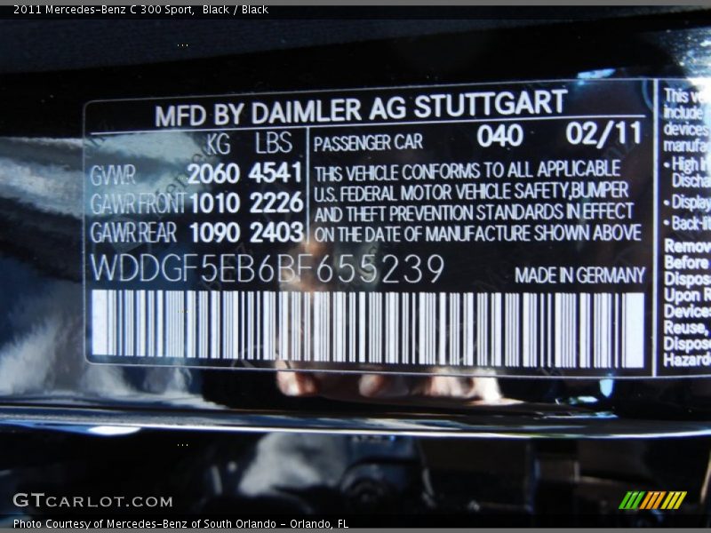 Black / Black 2011 Mercedes-Benz C 300 Sport