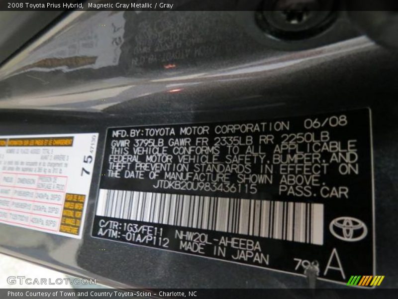 Magnetic Gray Metallic / Gray 2008 Toyota Prius Hybrid