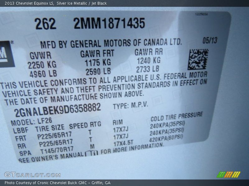 Silver Ice Metallic / Jet Black 2013 Chevrolet Equinox LS