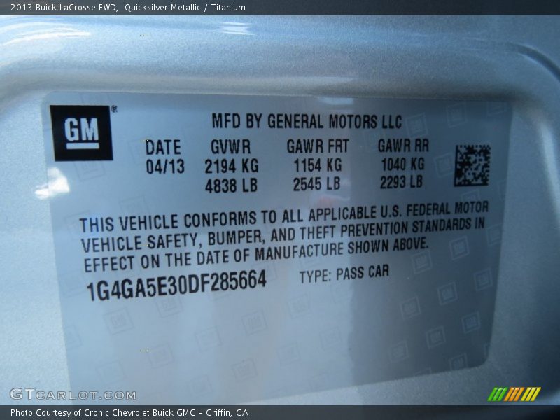 Quicksilver Metallic / Titanium 2013 Buick LaCrosse FWD