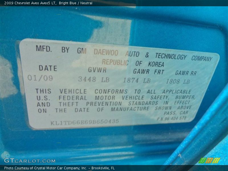 Bright Blue / Neutral 2009 Chevrolet Aveo Aveo5 LT