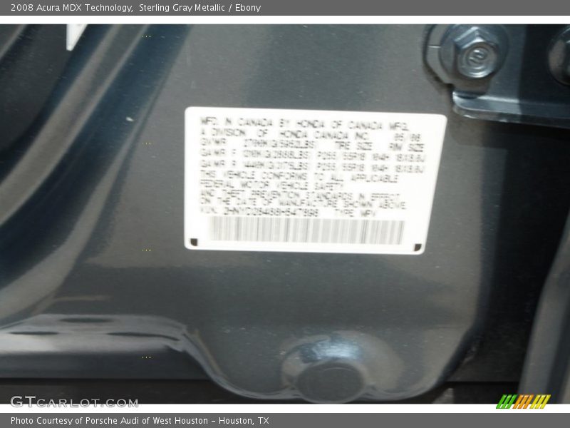 Sterling Gray Metallic / Ebony 2008 Acura MDX Technology